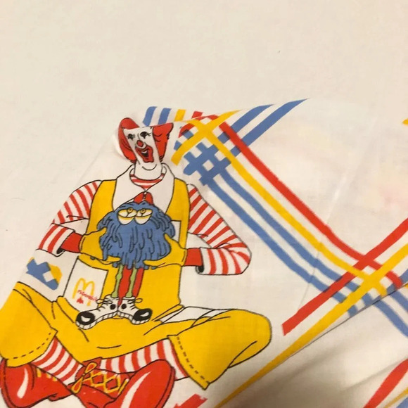 Vintage 1978 McDonalds Flat and Fitted Twin Bed Sheet Ronald McDonald - Picture 7 of 16